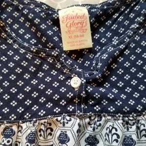NWT Girls Summer Blouse Owls Hearts Faded Glory CUTE Stylish Casual Button Down